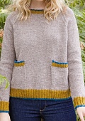 Пуловер с контрастной отделкой на карманах и планках