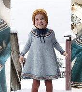 Детское платье спицами с круглой кокеткой