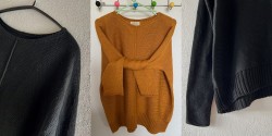 Стильный пуловер необычной конструкции