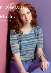 Полосатый женский топ спицами Moldova