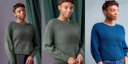 Пуловер с фактурными линиями реглана спицами
