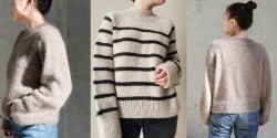 Пуловер с полосками спицами