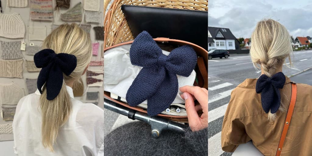 Вязаный спицами бант