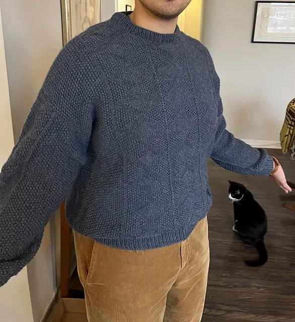Мужской пуловер спицами
