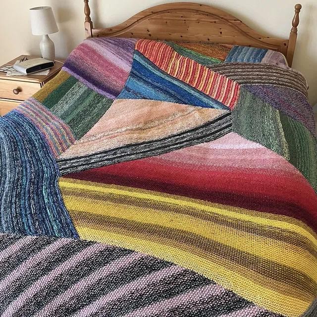 Модульный плед спицами