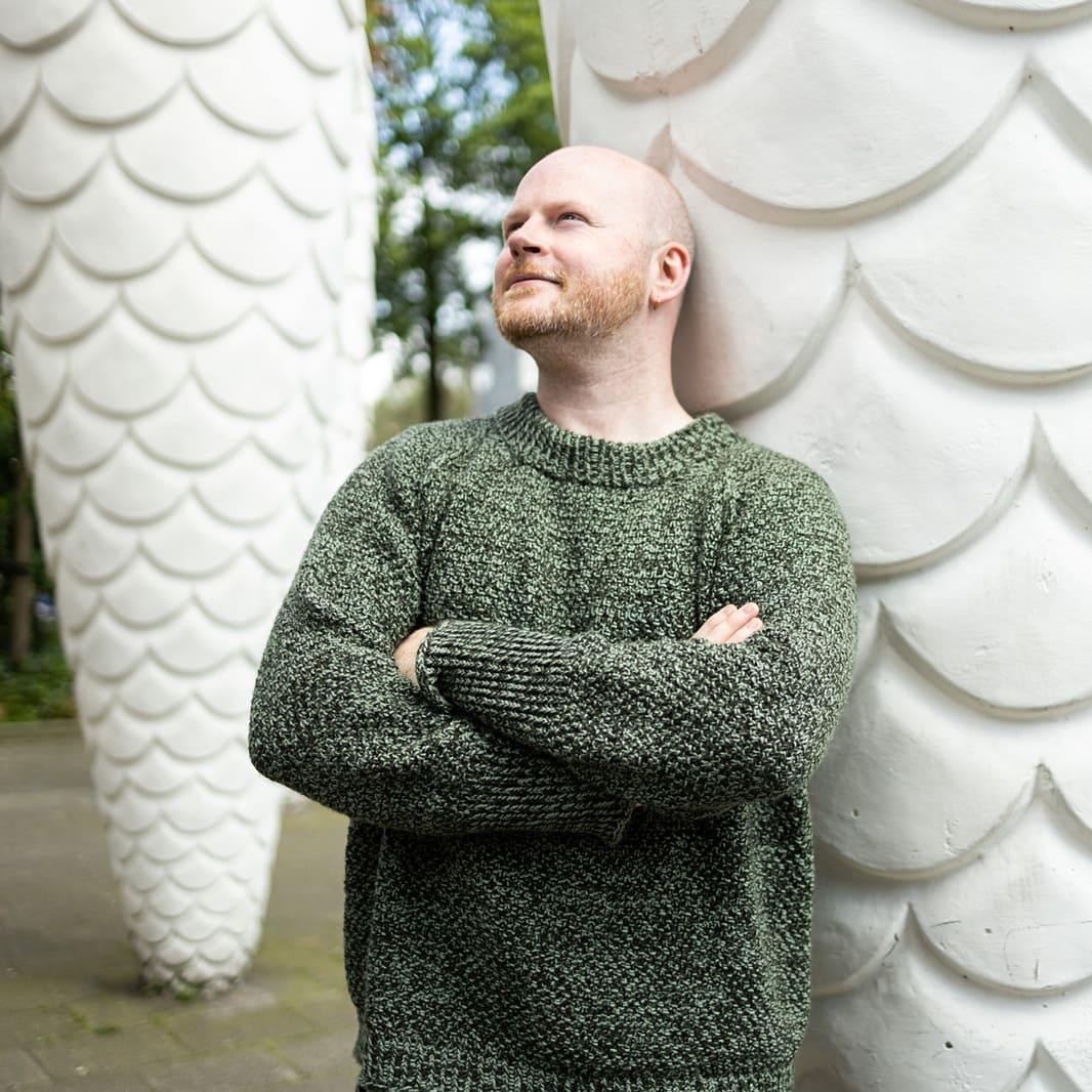 Вязаный спицами мужской пуловер реглан Mossy Marled Raglan