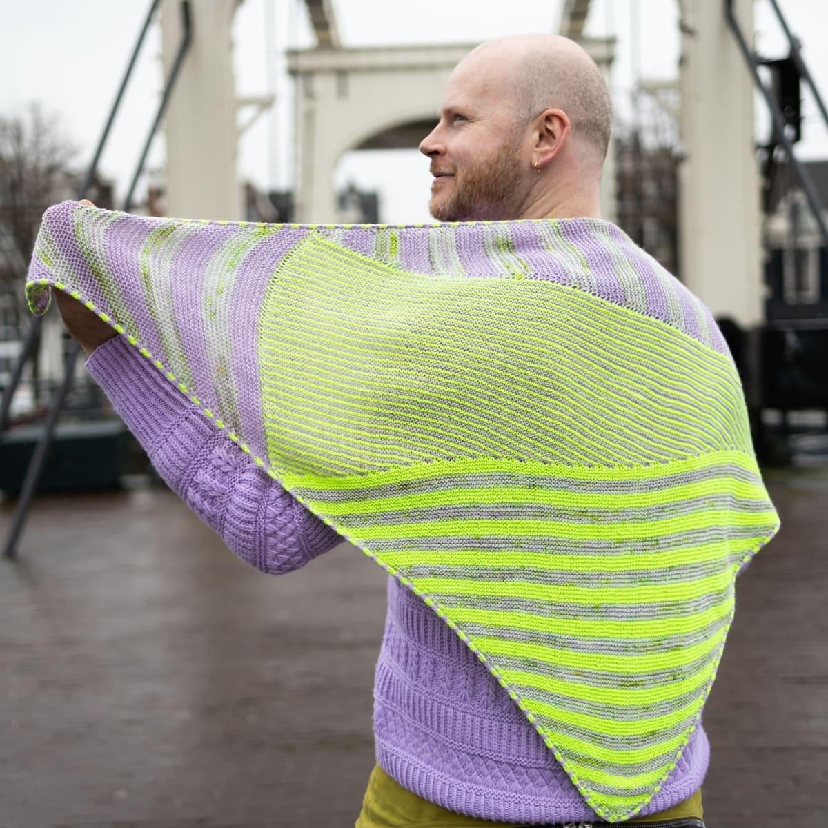 Модульная шаль Stripeometry Shawl спицами