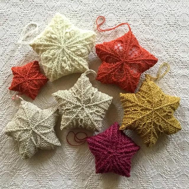 Вязаная снежинка спицами