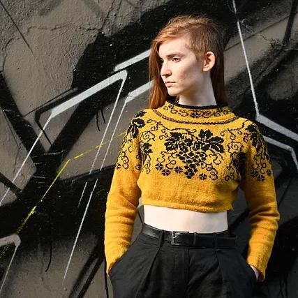 Вязаный жаккардовый пуловер с виноградной лозой Grapevine Yoked Sweater