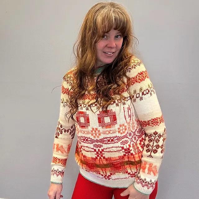 Жаккардовый пуловер спицами