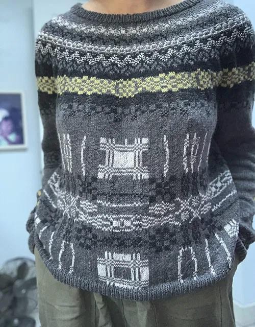 Жаккардовый пуловер спицами