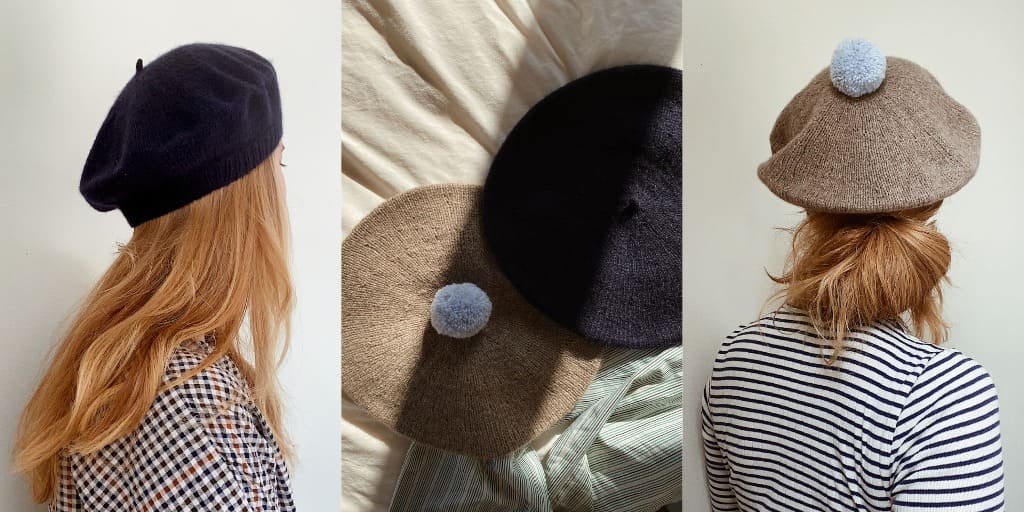 Вязаный спицами классический французский берет Beret No. 1