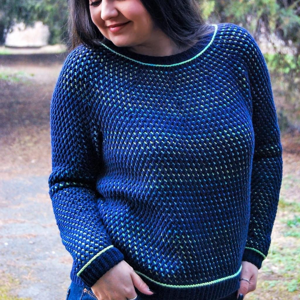 Вязаный крючком двухсторонний пуловер или топ Aries Sweater