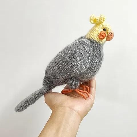 Вязаный попугай спицами