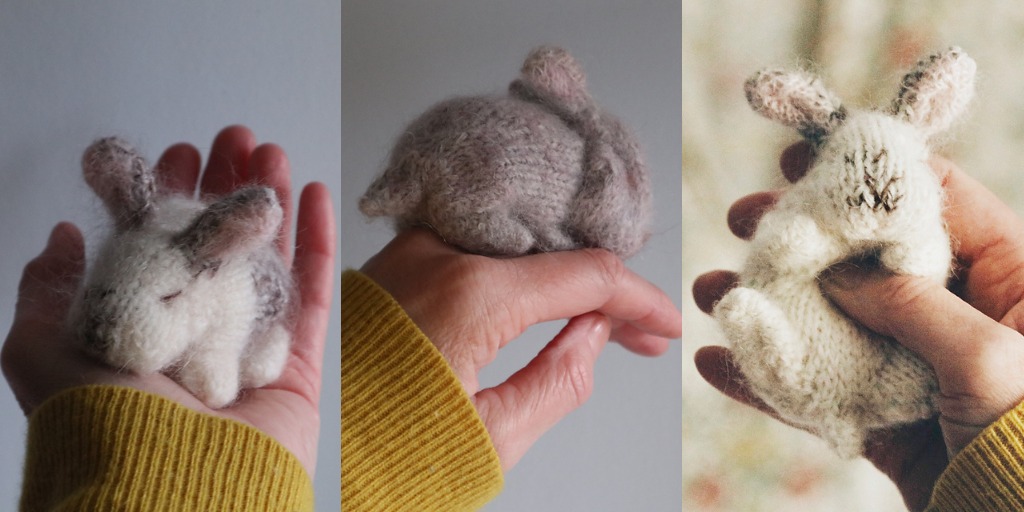 Вязаный спицами маленький кролик Teeny Tiny Bunny