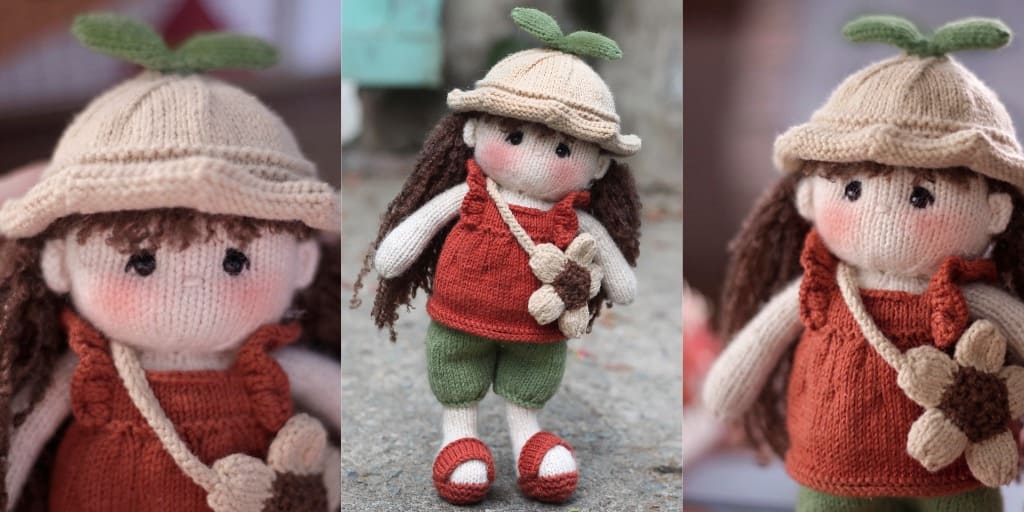 Вязаная спицами кукла Dreamy doll Amelia