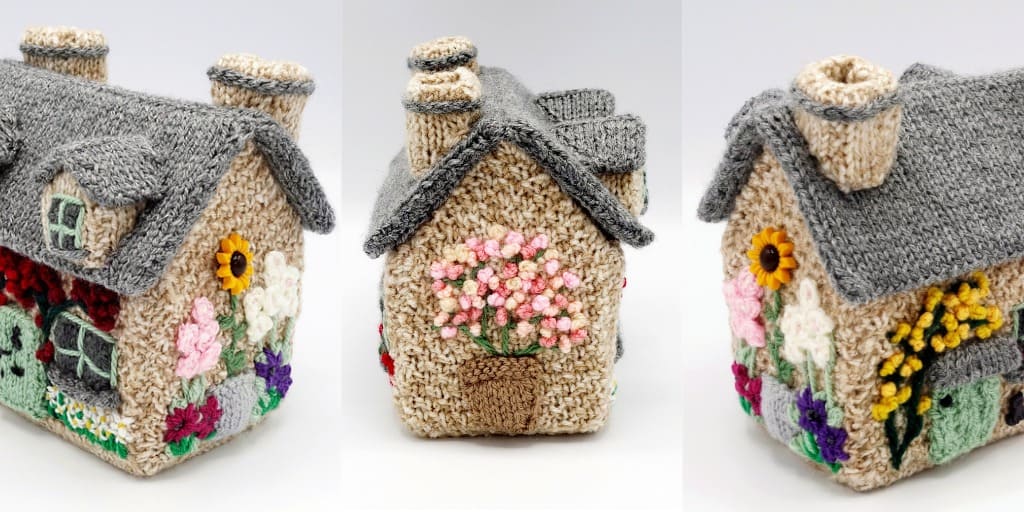 Вязаный спицами домик-коробка Summer Cottage