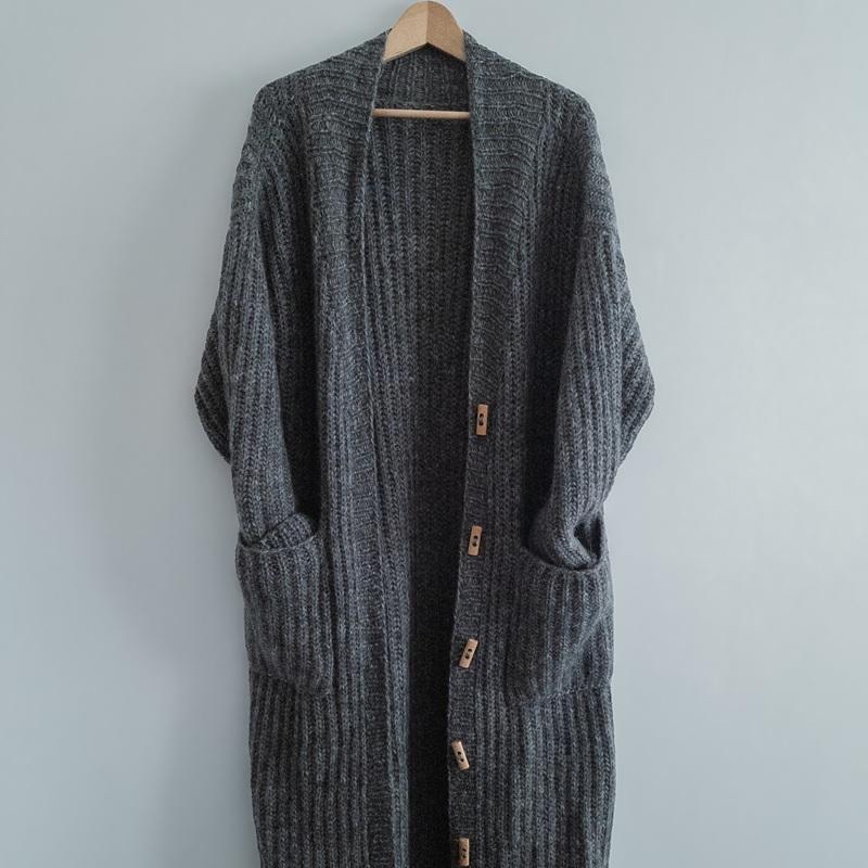 Длинный кардиган с карманами Chunkigan, вязаный спицами сверху