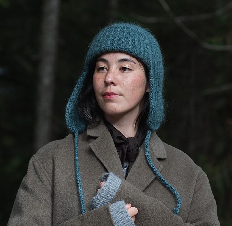 Модная шапка-ушанка спицами