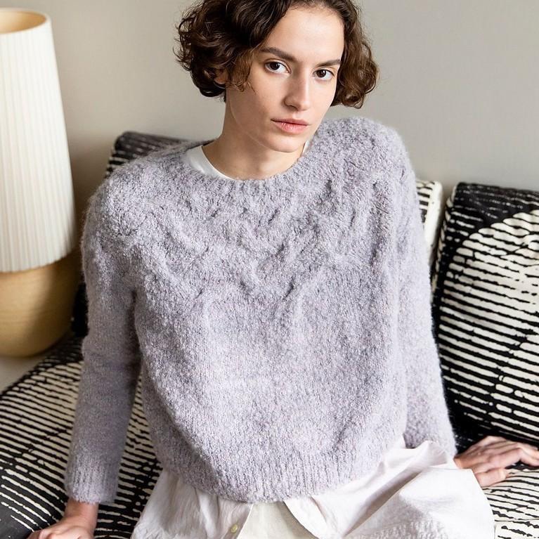 Красивый текстурный пуловер Musgo, вязаный спицами из пряжи-букле 