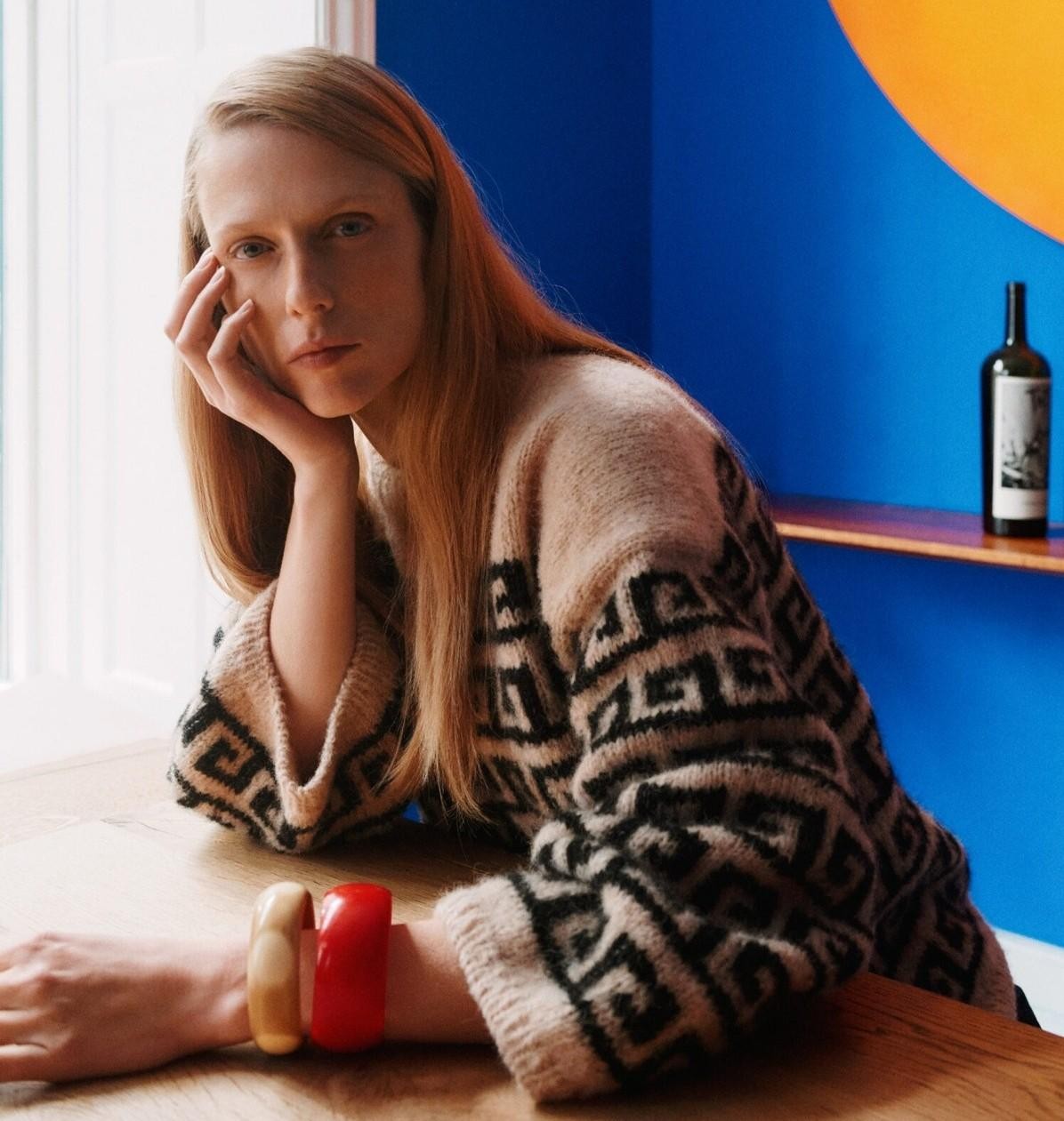 Жаккардовый свитер спицами