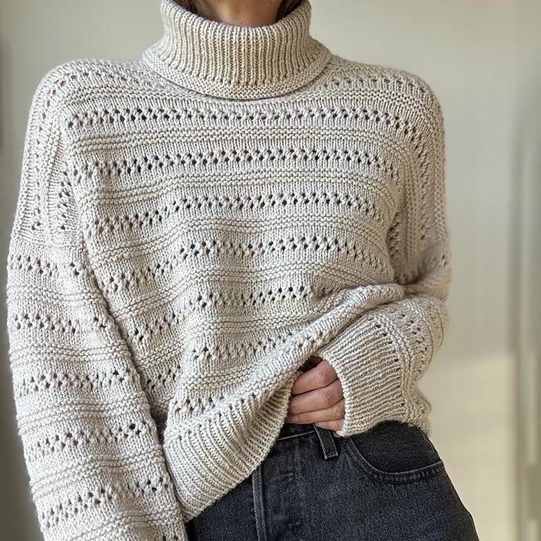 Cвитер с японским плечом Lacey Loop Rollneck, вязаный спицами сверху