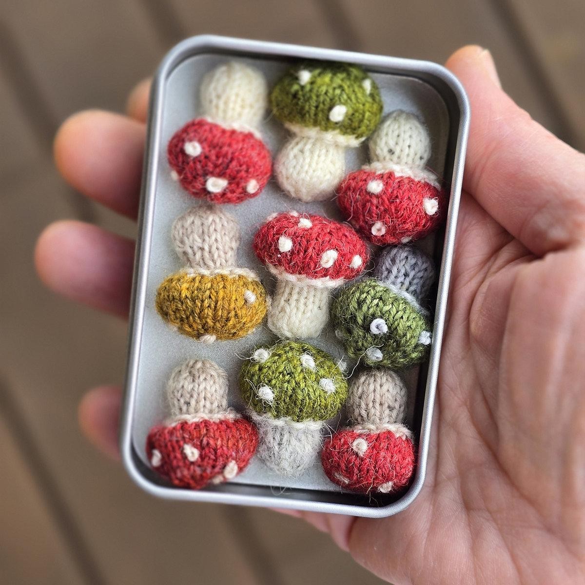 Вязаные спицами мини грибочки своими руками Minipilze