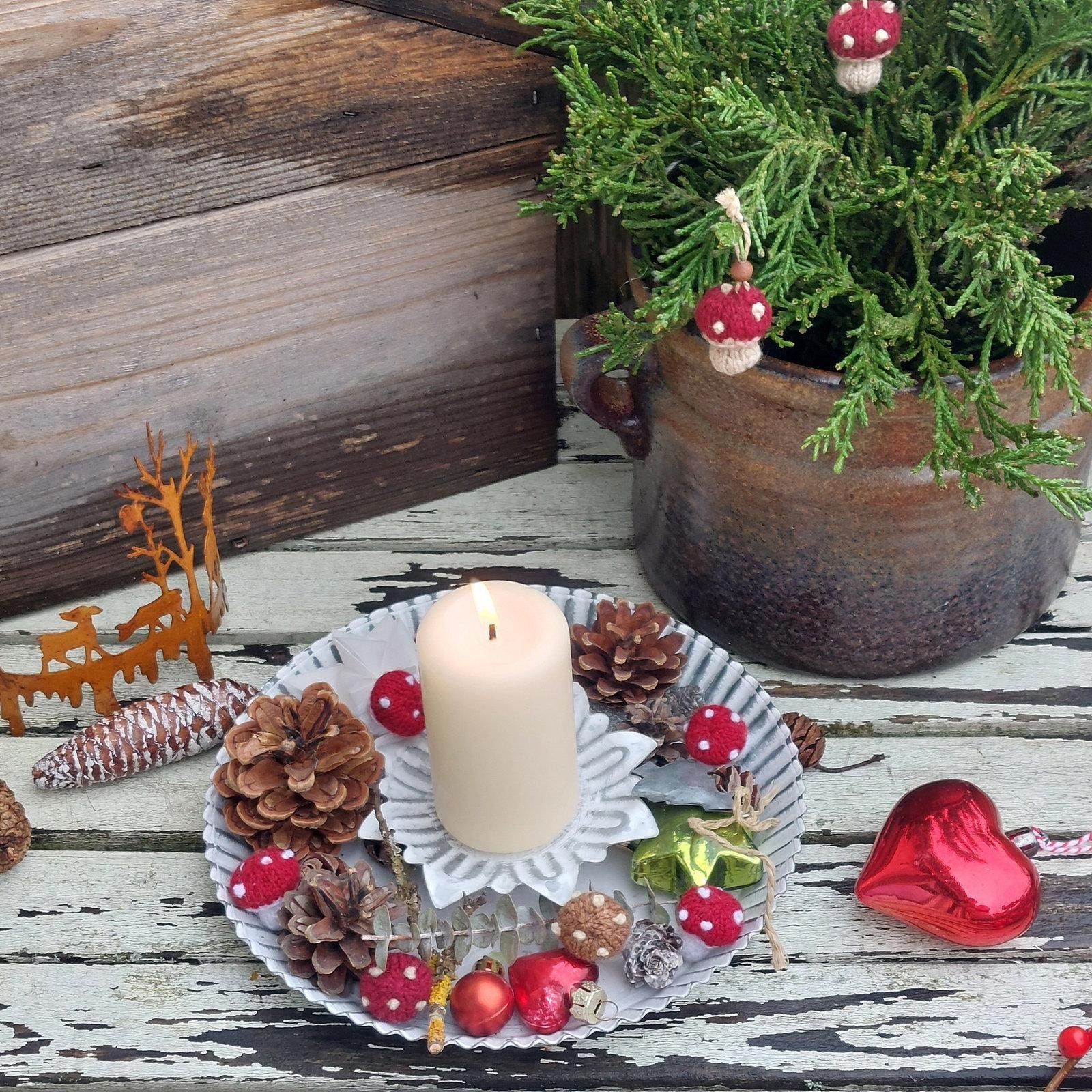 Вязаный гриб спицами