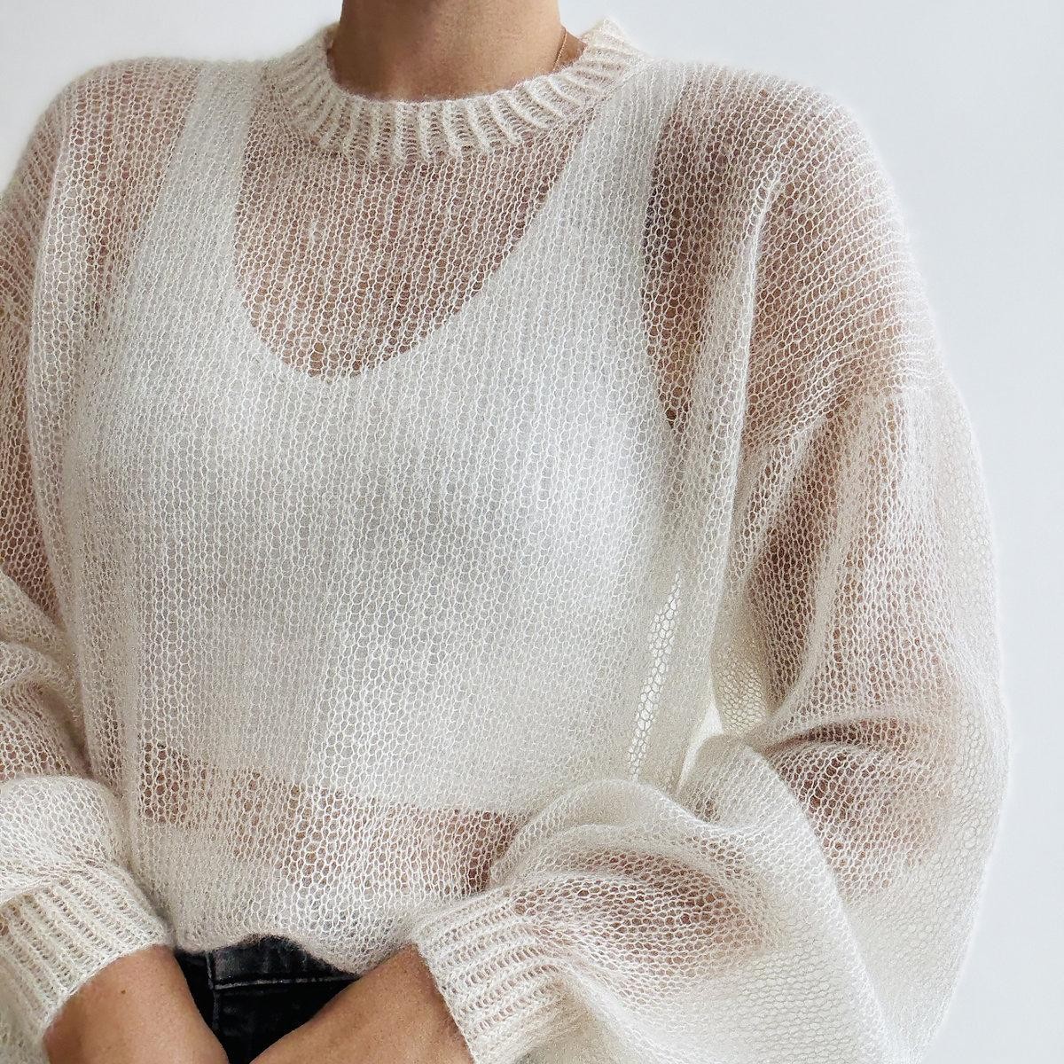 Паутинка вязаная спицами сверху вниз без швов Frederic Sweater