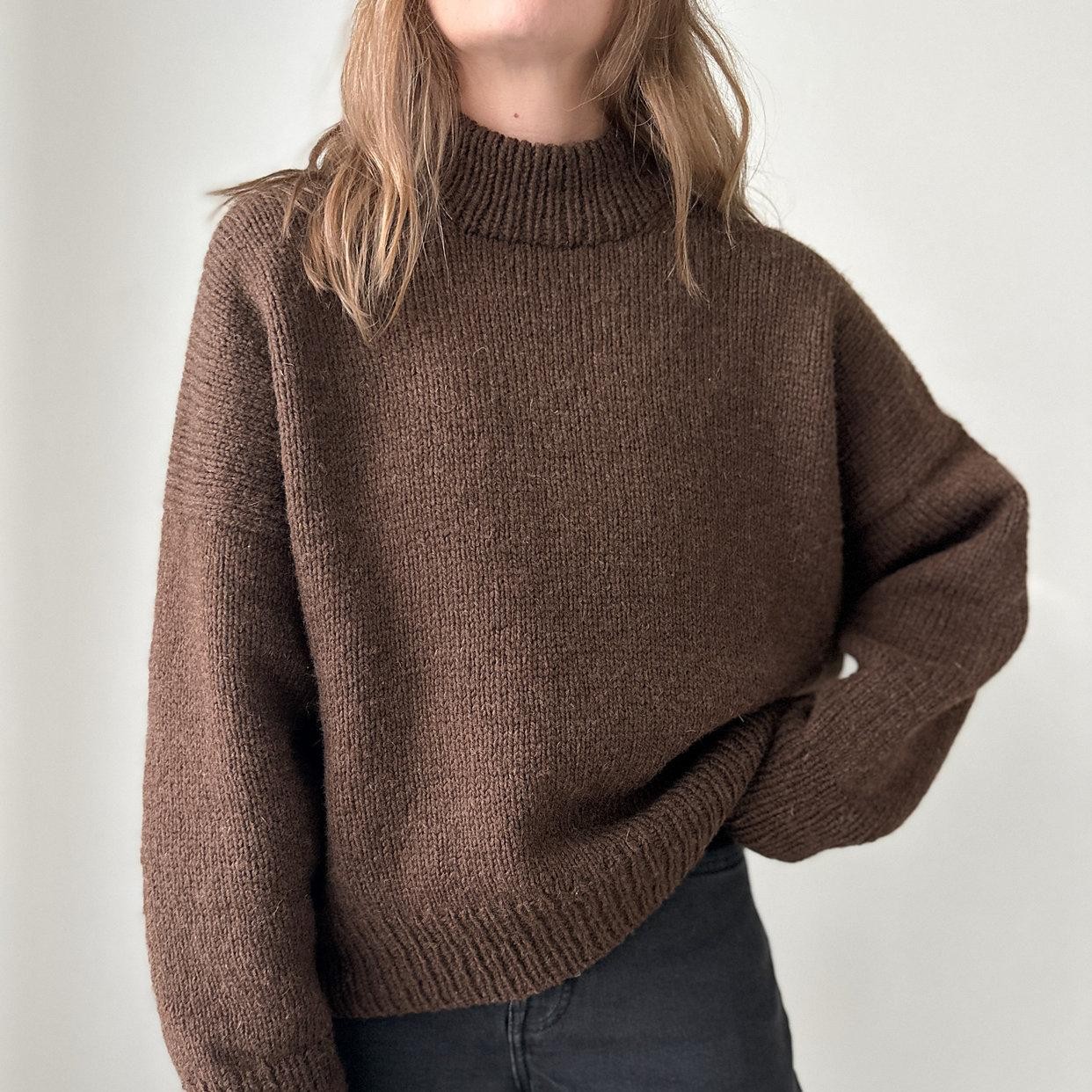 Пуловер оверсайз вязаный спицами сверху Autumn Pullover