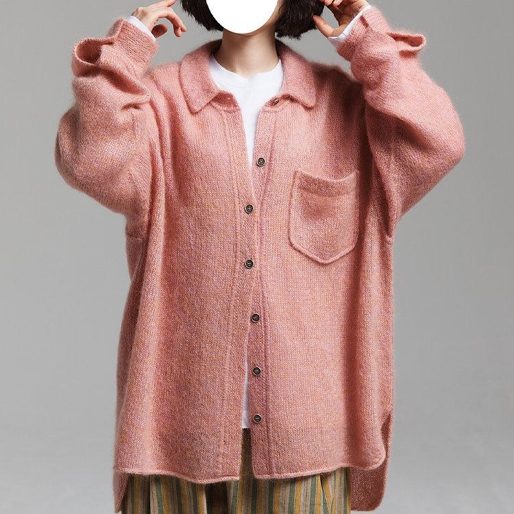 Рубашка вязаная спицами из мохеровой пряжи