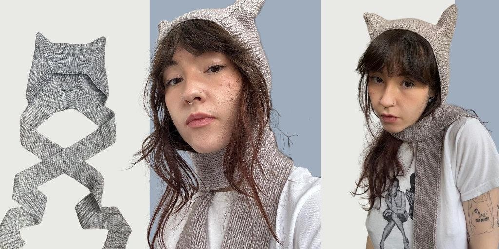 Шапка кошка спицами с описанием