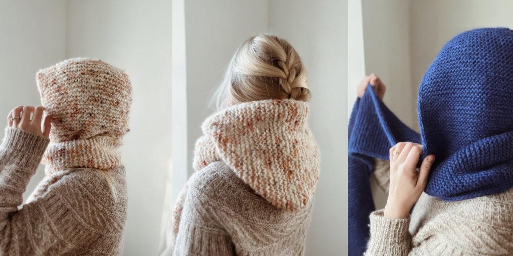 Шарф с капюшоном спицами описание