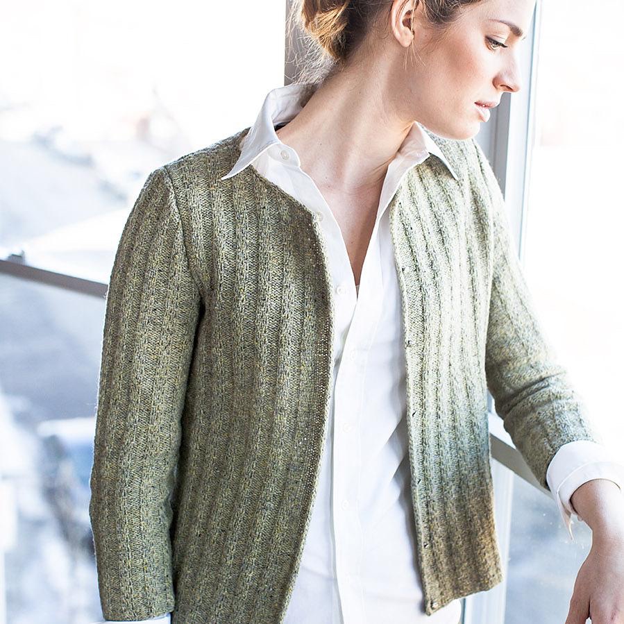 Кардиган плетеной резинкой спицами Clayton, Бруклин Твид зима 13