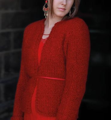 Вязание женского жакета из толстой пряжи Enthral, Enchanted