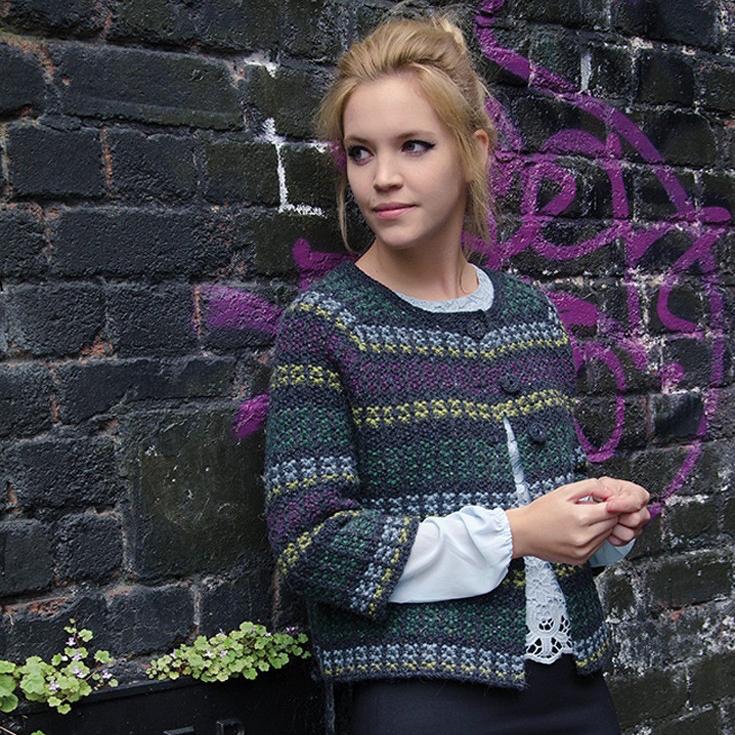 Вязание жакета твидовым узором Sense