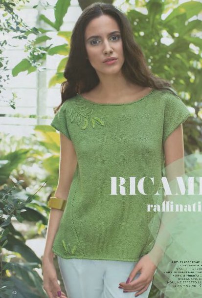 Вязание спицами топа с вышивкой Racamato