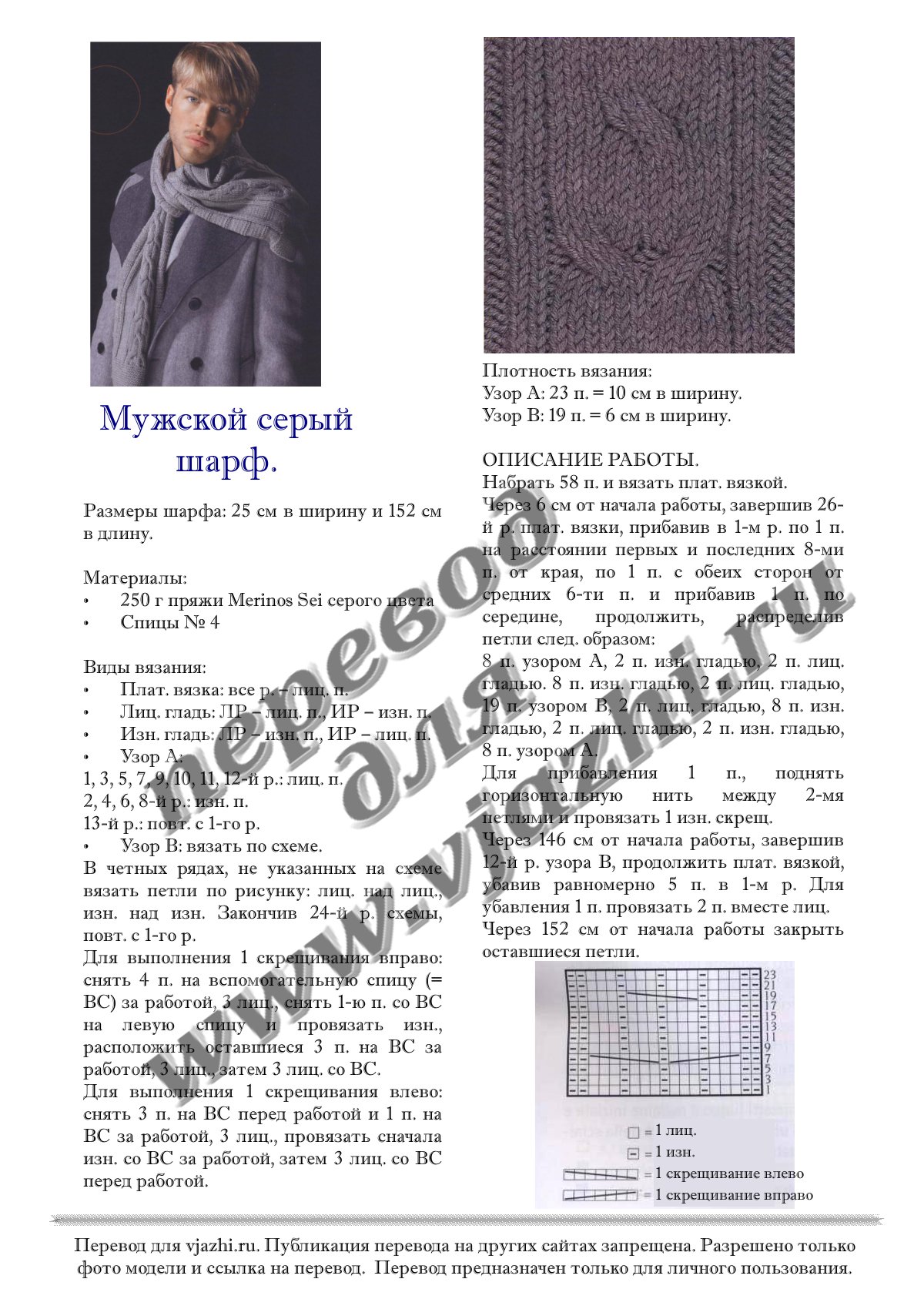 Вязать мужской шарф спицами