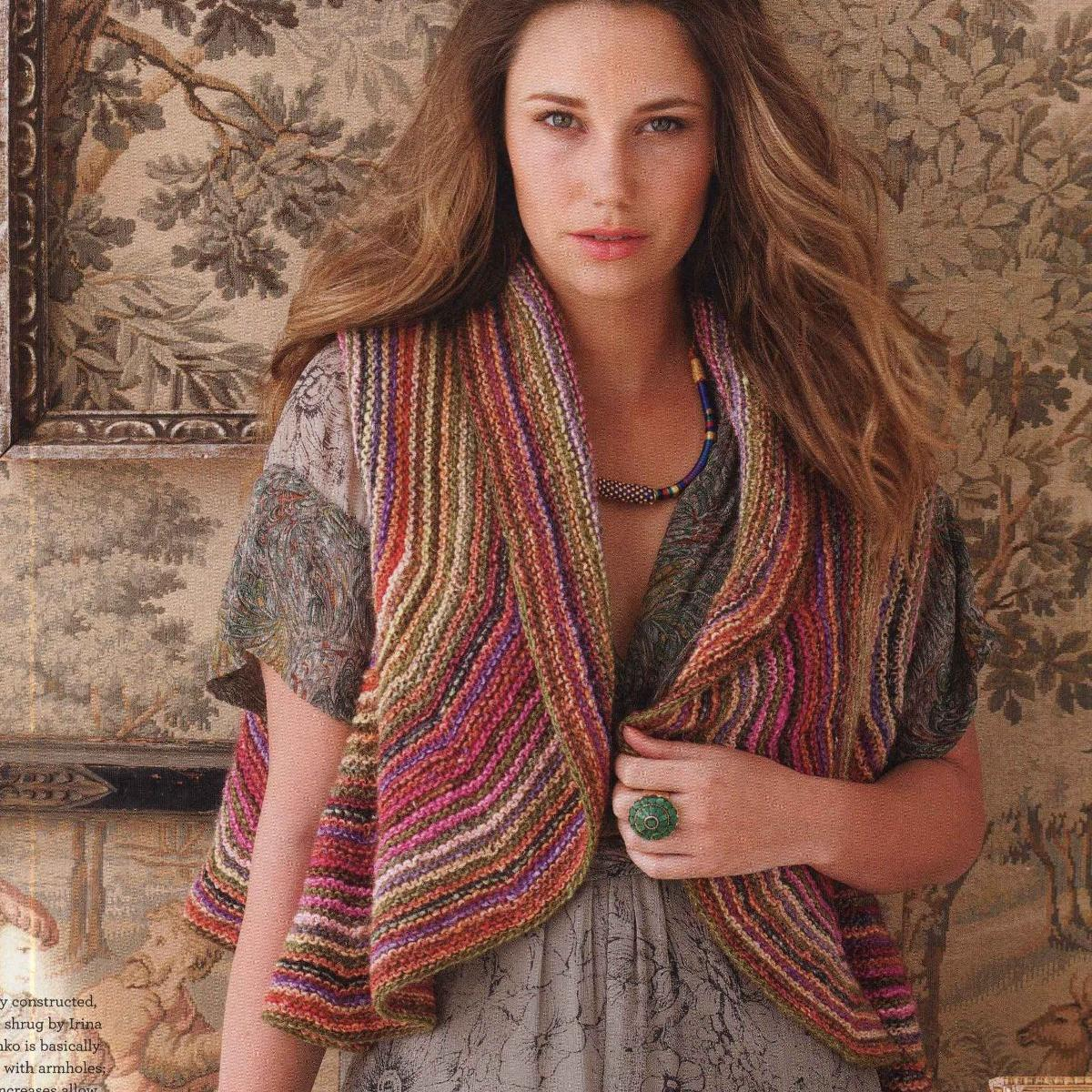 Вязание шрага в полоску Striped shrug