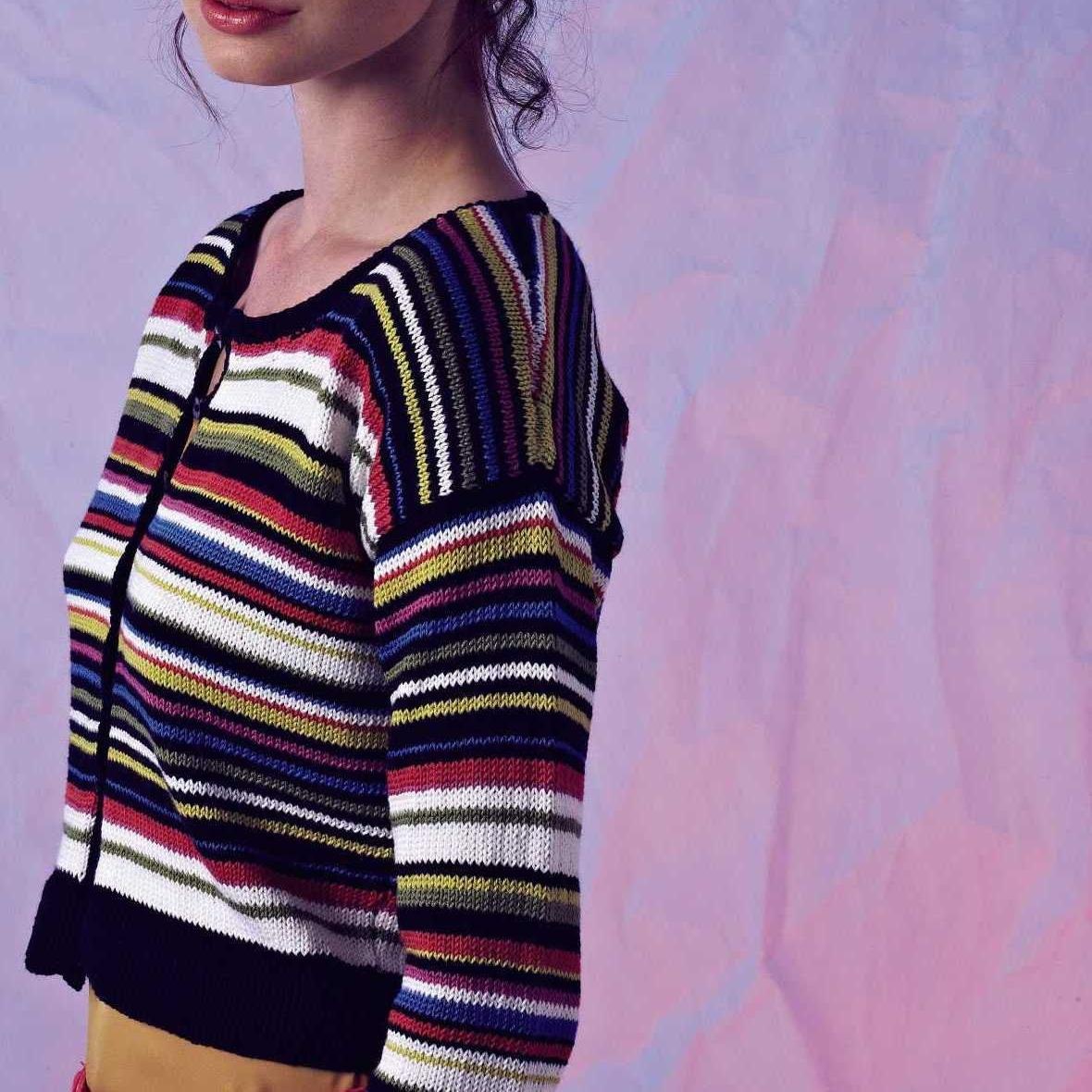 Вязание жакета в полоску Biba, Rowan 53