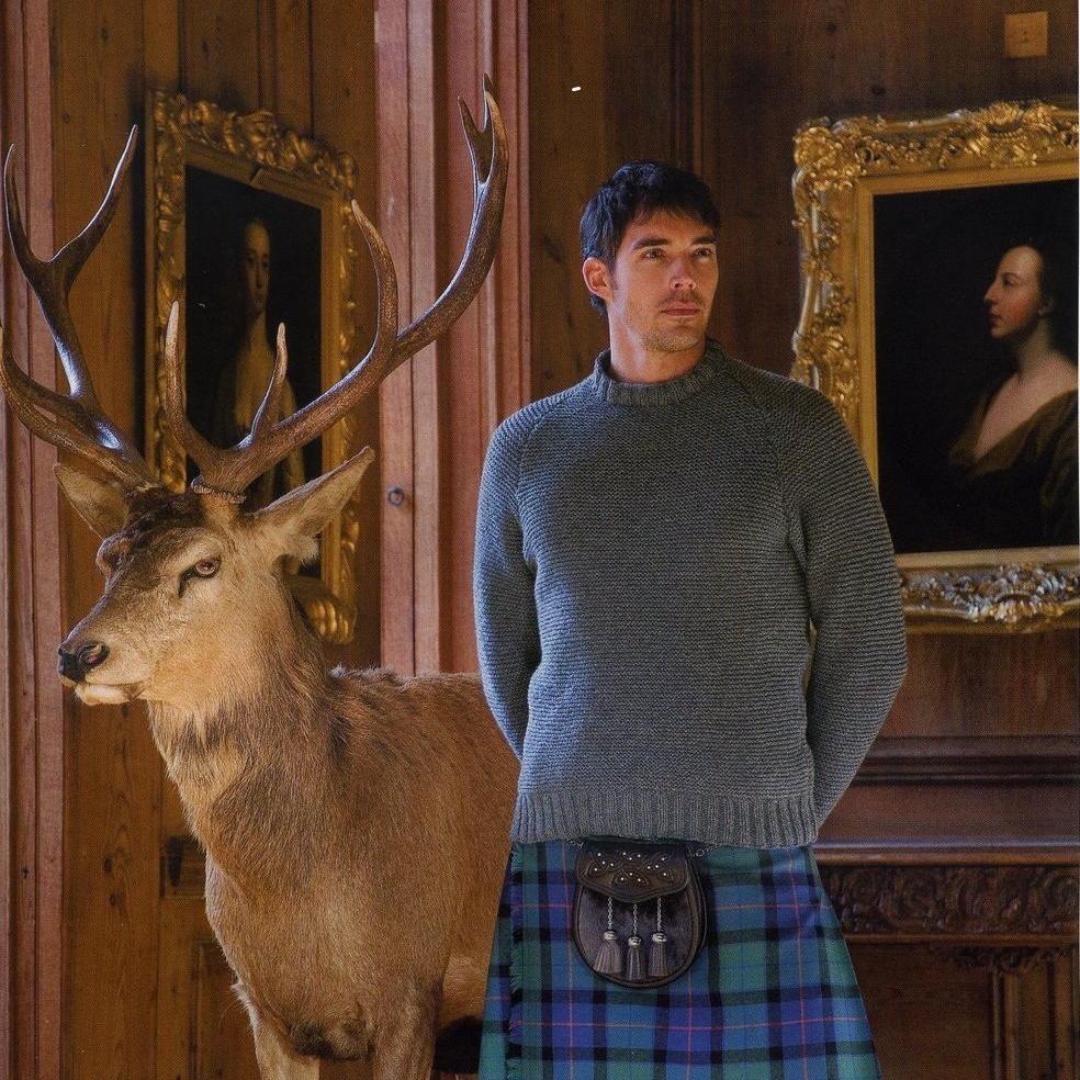 Вязание для мужчин джемпера платочной вязкой спицами Lewis