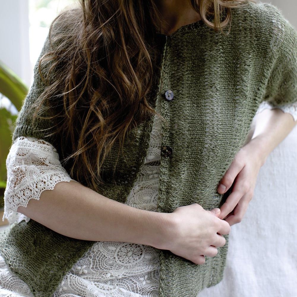 Вязание льняного жакета спицами Lorne, Pure Linen Collection