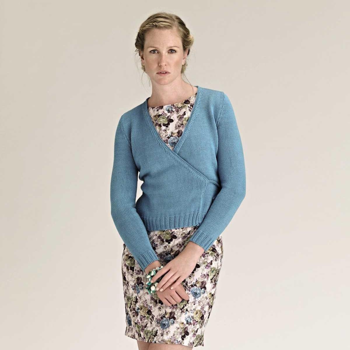 Вязание спицами жакета на запахе Tulip