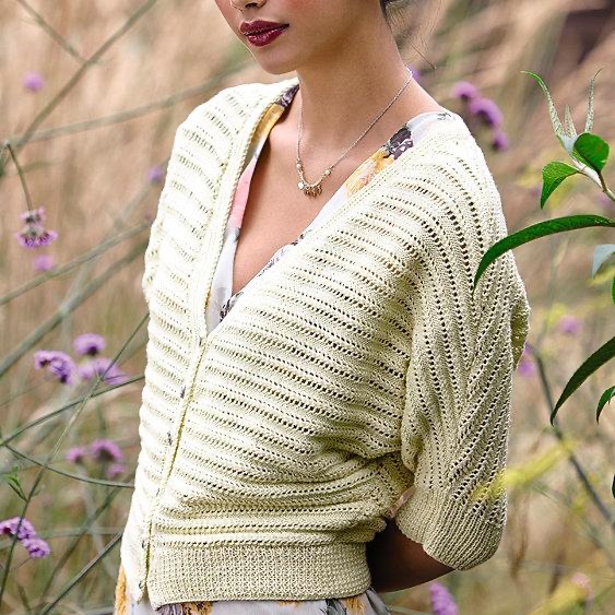 Вязание кардигана поперек спицами Rubia