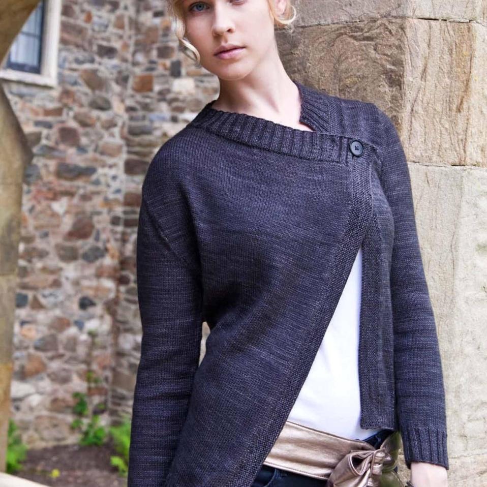 Жакет спицами Rotation с асимметричными полочками