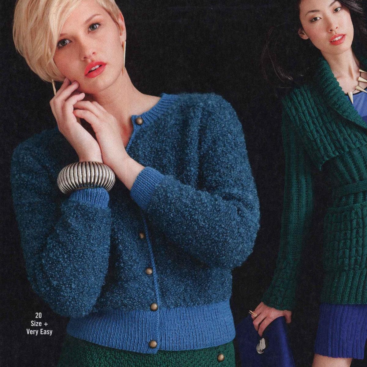 Вязание кардигана из букле, модель 20, Vogue Early Fall 2012