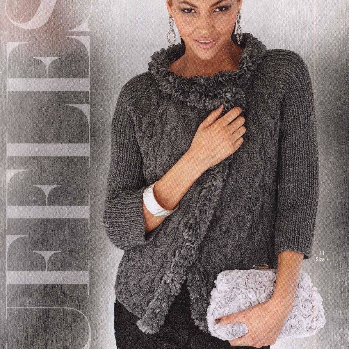 Вязание жакета с отделкой рюшами, модель 11, Vogue Early Fall 2012