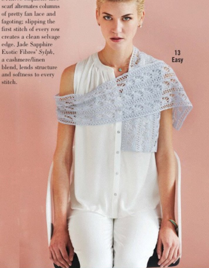 Вязание шарфа Fan Lace, Vogue ss 2014