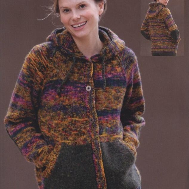 Вязание спицами жакета толстовки с капюшоном FOREST HOODIE