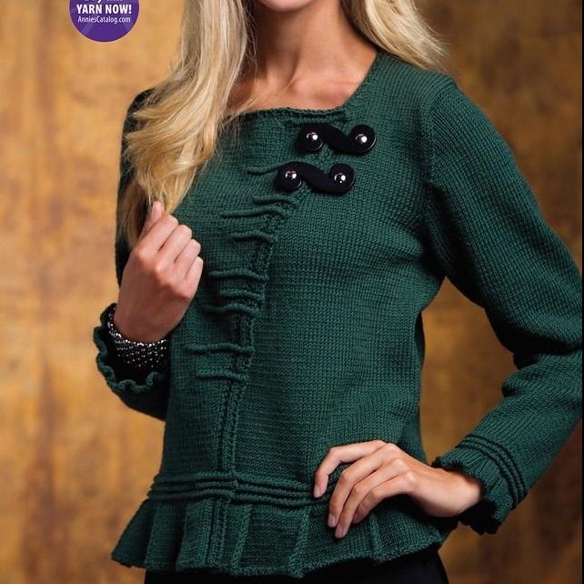 Жакет с баской  вязаный спицами PRETTY PEAKS & VALLEYS